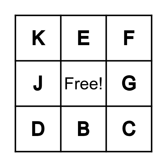 THE ALPHABET BINGO Card