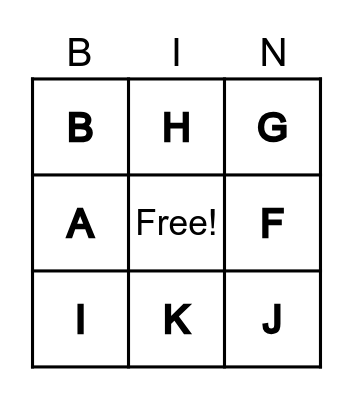 THE ALPHABET BINGO Card