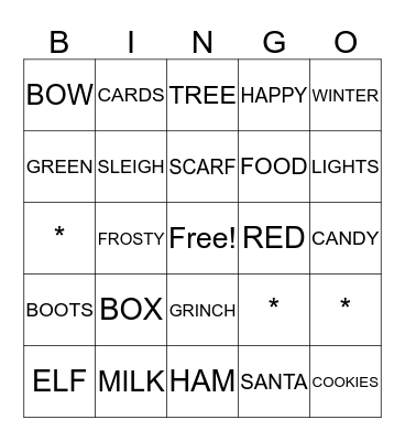 HOLIDAY BINGO Card