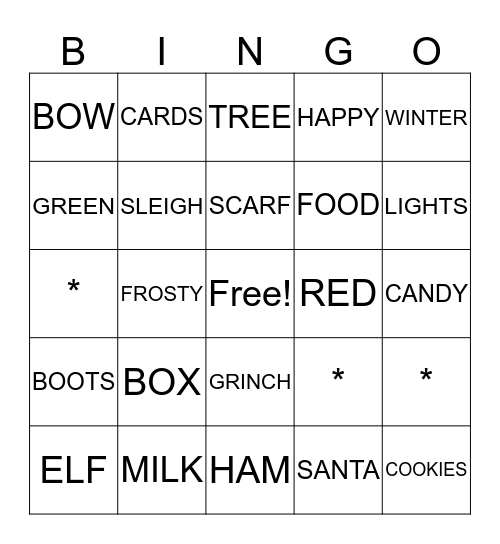 HOLIDAY BINGO Card