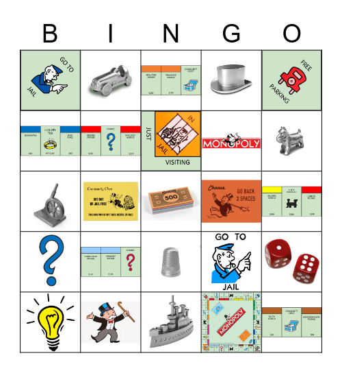 Monopoly Bingo Card