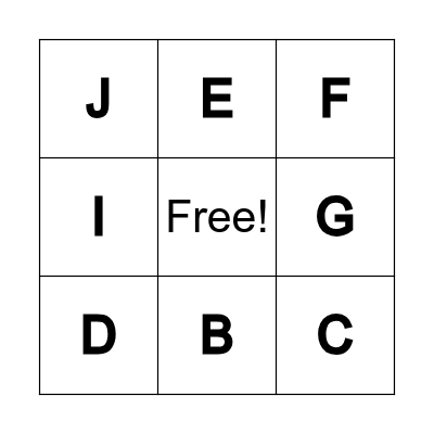 THE ALPHABET BINGO Card