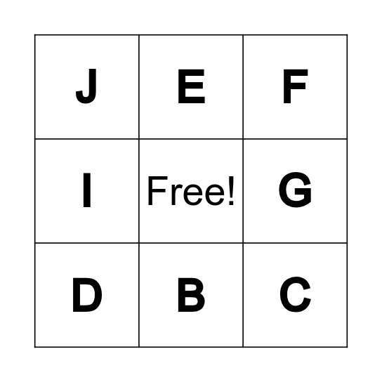 THE ALPHABET BINGO Card