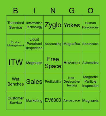 Magnaflux Bingo Card