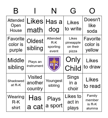 Get To Know Your Classmates Bingo Card