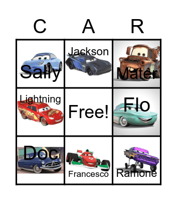 Cars BINGO Card
