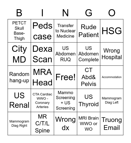 Call Center Bingo Card
