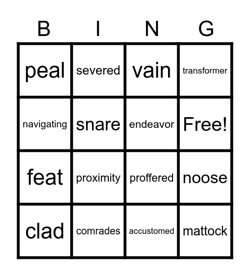 Jan Street Chase and Simon Lee Bingo Card