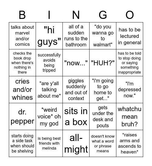 limbey bingo Card