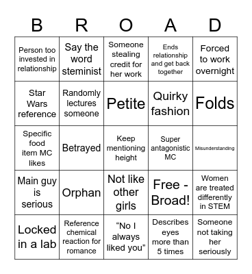Love on the Brain Bingo Card
