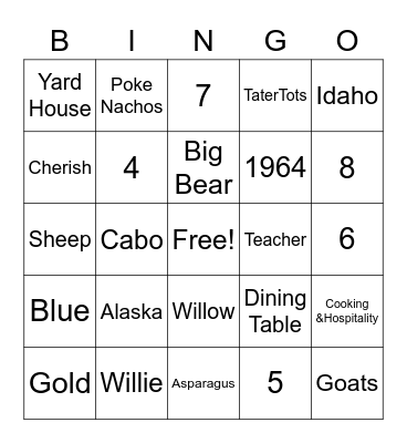 PAMINGO Bingo Card