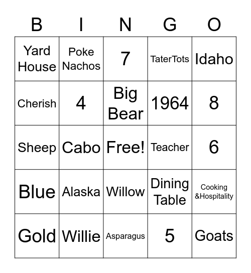 PAMINGO Bingo Card