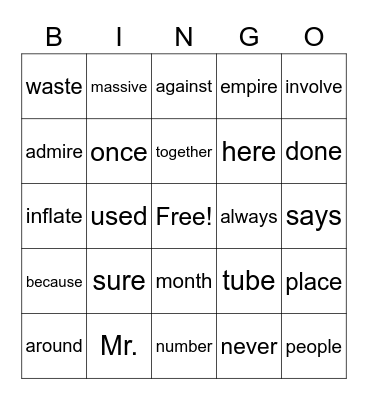 Step 4 Assessment - Words We Missed Bingo Card
