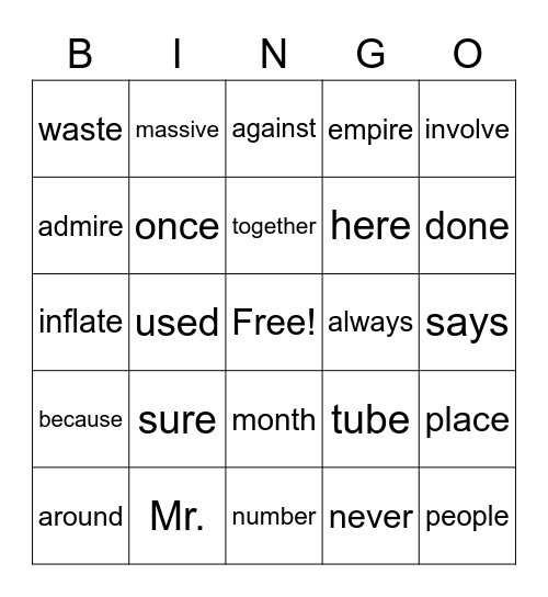 Step 4 Assessment - Words We Missed Bingo Card