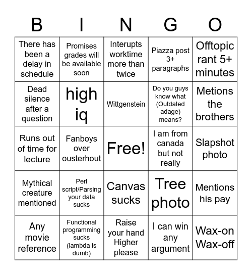 Scott Bingo Card