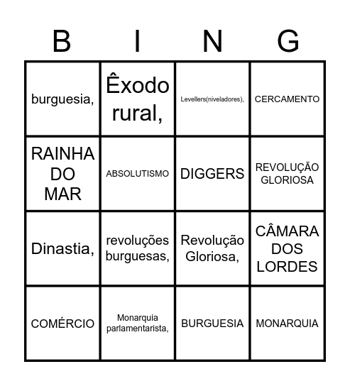 MONARQUIA Bingo Card