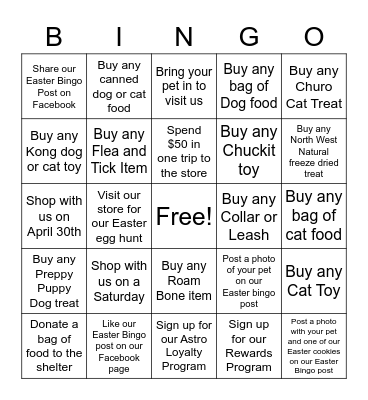 Speck's Columbus Easter Bingo Card