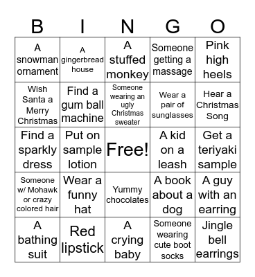 Mall Madness Bingo Card