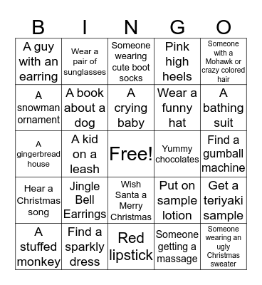 Mall Madness BINGO Card