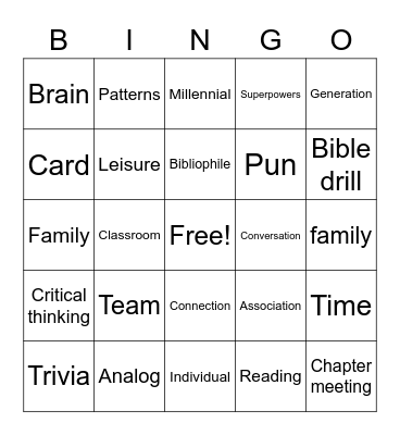 Board Game Bingo Card