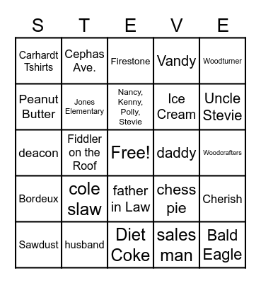 Steve's 70th Birthday Bingo! Bingo Card