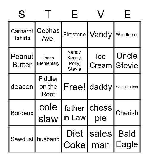 Steve's 70th Birthday Bingo! Bingo Card