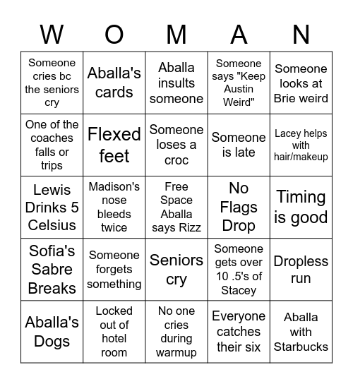 FloMo Guard Bingo Card