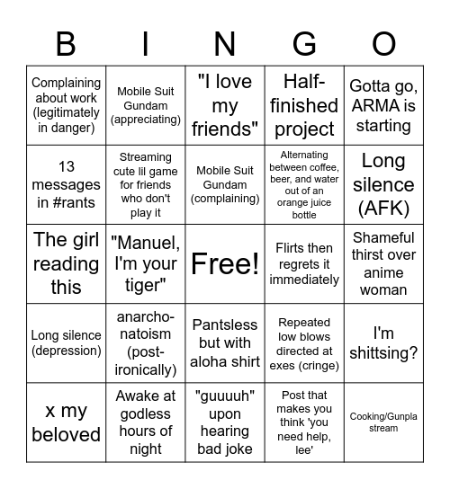 Lee Bingo Card