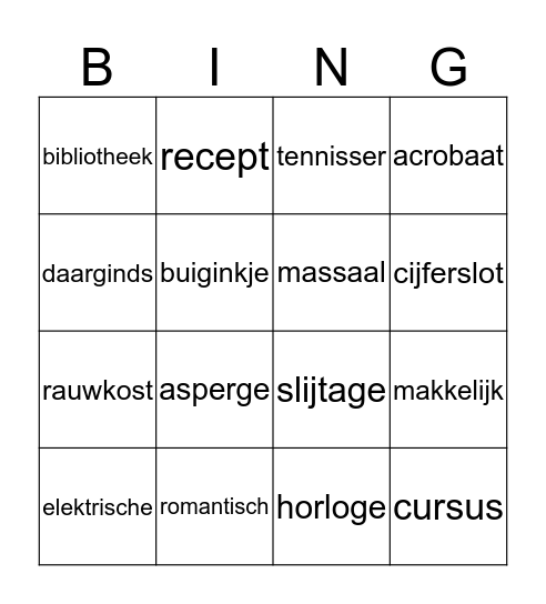 hulpklas bingo M7 Bingo Card