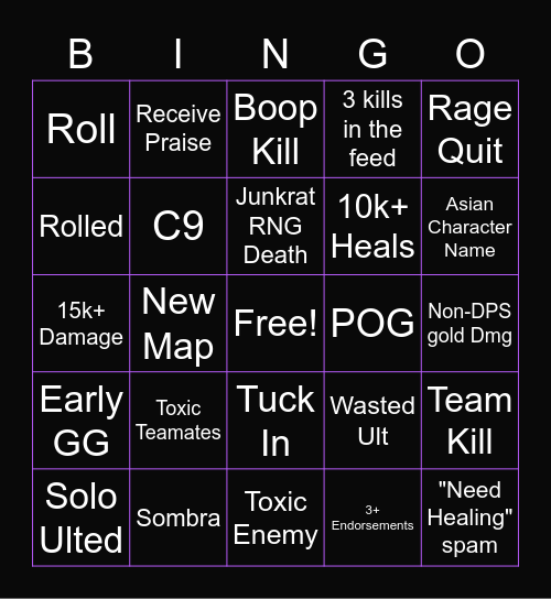 Overwatch 2 Bingo Card