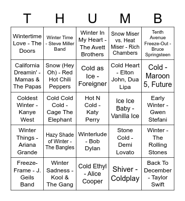 THOSE WINTER BLUES Bingo Card