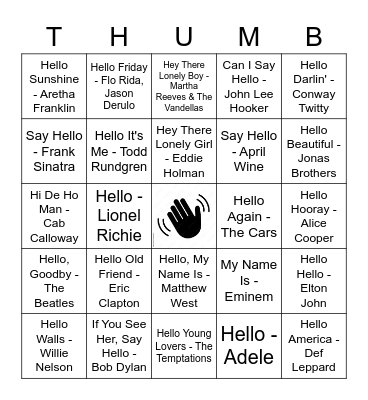 HELLO AGAIN Bingo Card