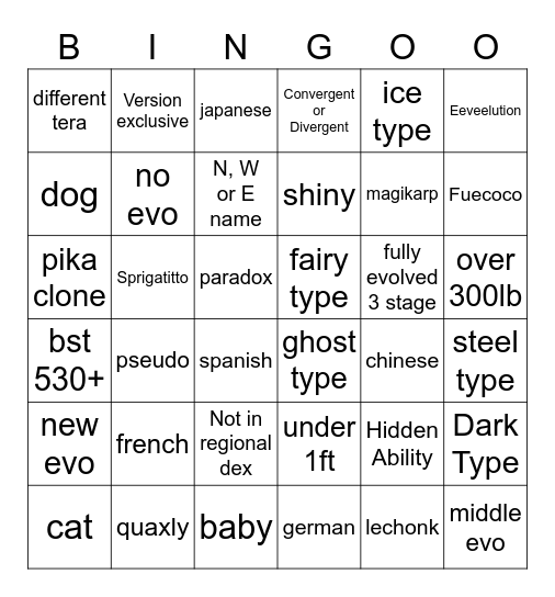 Untitled Bingo Card