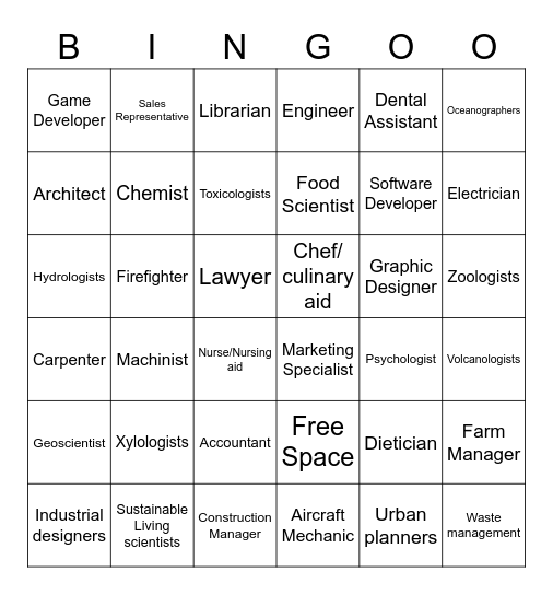 Career Bingo Card