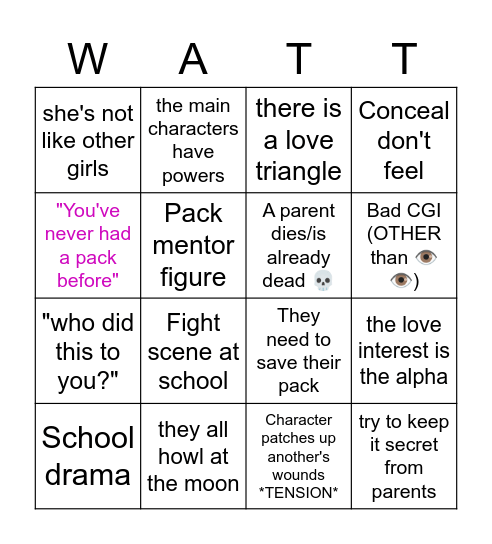 Wattpad? 👀 Bingo Card