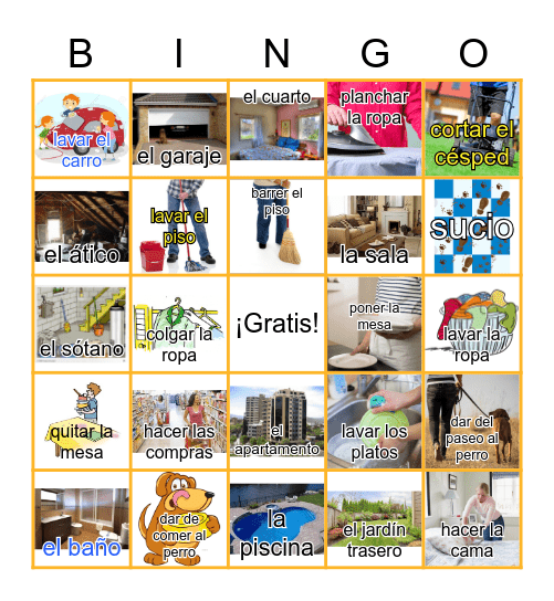 Los Quehaceres y La Casa Bingo Card