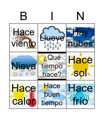 ¿Qué tiempo hace? Bingo Card