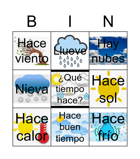 ¿Qué tiempo hace? Bingo Card