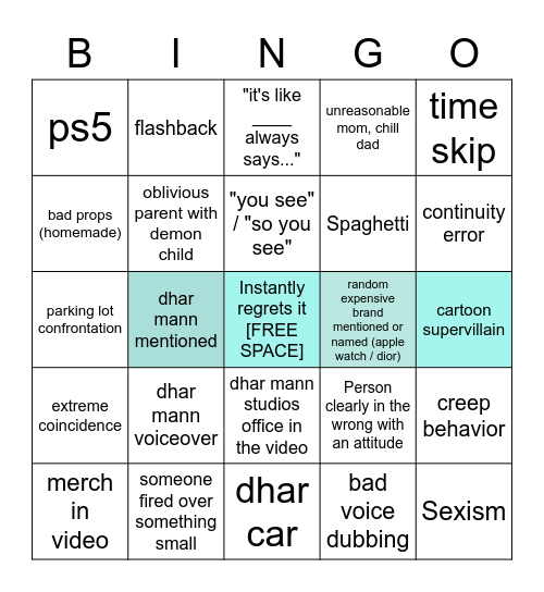 Dhar Mann Bingo v4 Bingo Card