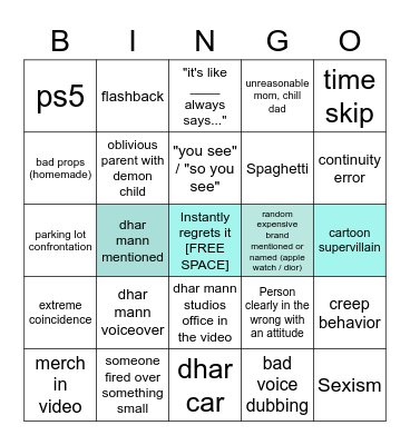 Dhar Mann Bingo v4 Bingo Card