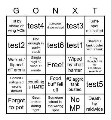 Test Bingo Card