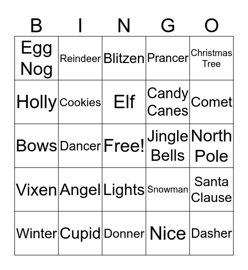 Christmas Bingo Card