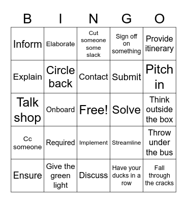 Business English Bingo Card