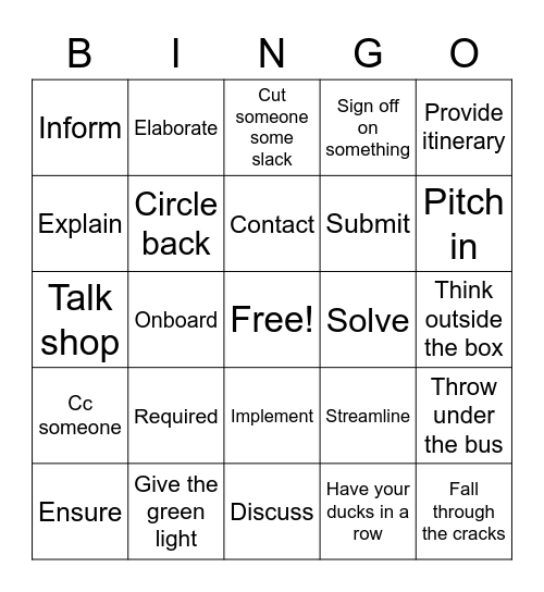 Business English Bingo Card