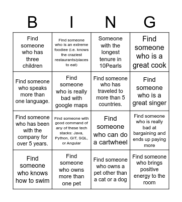 10 Pearls - Relationship Bingo Card