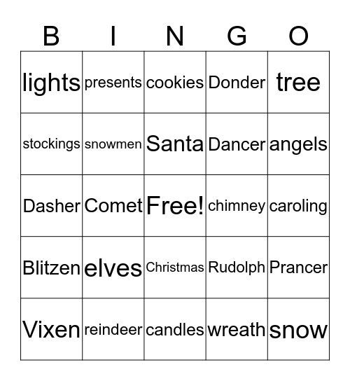 Holiday Bingo Card