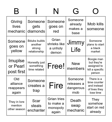 1ep New Life Bingo Card
