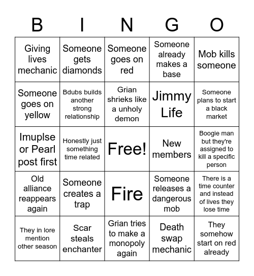 1ep New Life Bingo Card