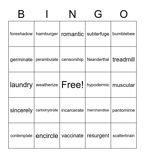 Diesel multisyllable 2023 Bingo Card