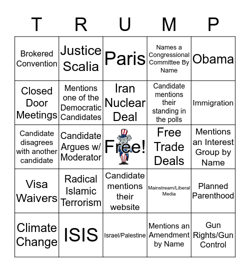 12/15 Republican Debate # 1 Bingo Card